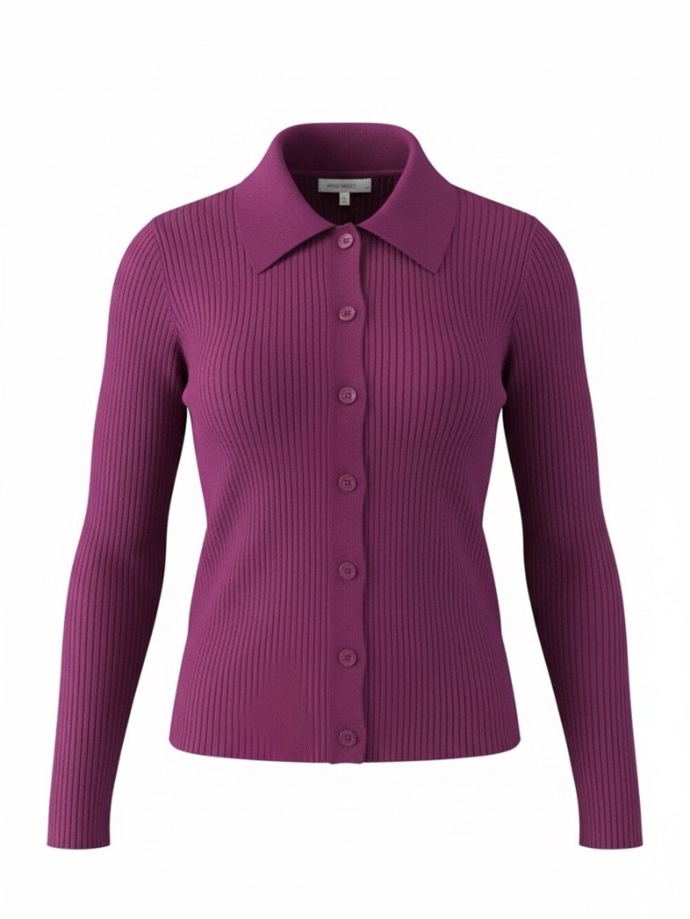 Fushia / Berry Collared Nine West Ribbed Cardigan Sweater Sz Sm